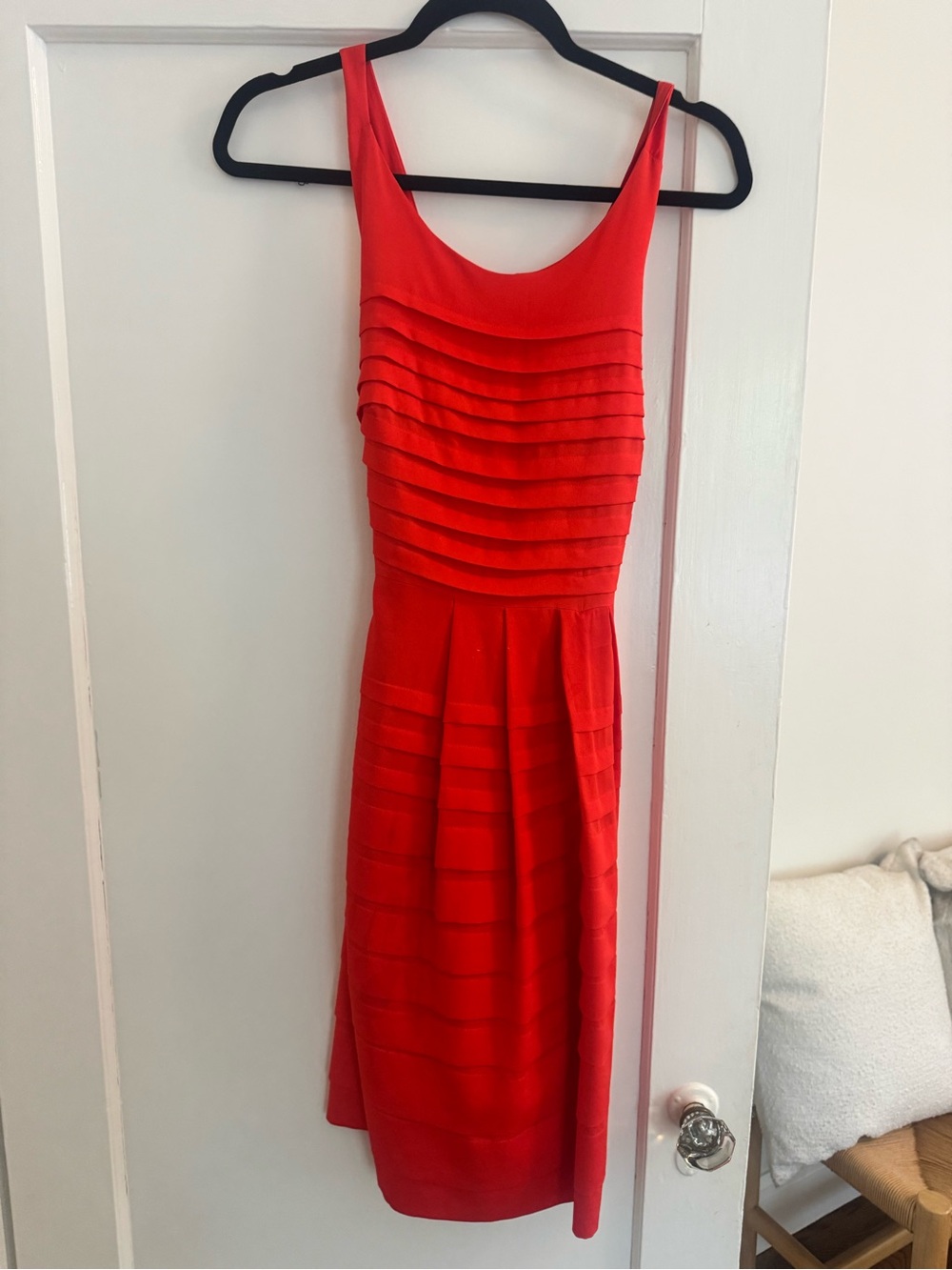 Eva Franco Red Pleated Midi Dress